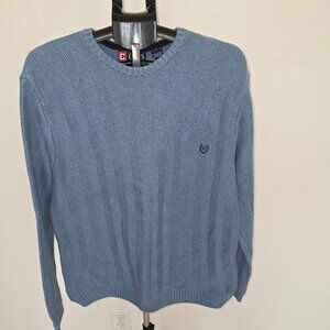 CHAPS SIZE XL/TG 100% COTTON BLUE IN A HERRINGBONE PATTERN LONG SLEEVE SWEATER.